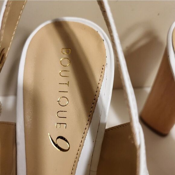 New Boutique 9 White Leather Criss Cross Strap Block Heel Sandals Sz.8 Ret $165 - Picture 5 of 8